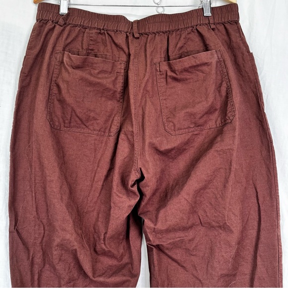 Lintico Heidi Linen Cotton Simple Button Fly Trousers in Espresso Brown Size XXL - Picture 11 of 16